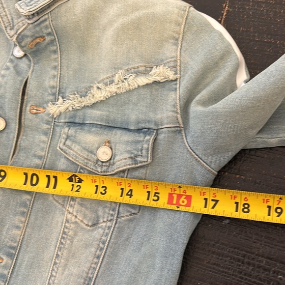 Aaiko Denim Blue Light Wash Striped Jacket size XS - Picture 9 of 9